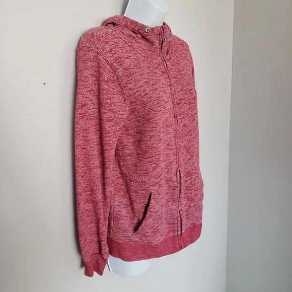 Volcom Women's Small Heather Red Jacket Full Zip Hooded Skater Casual - Picture 3 of 8